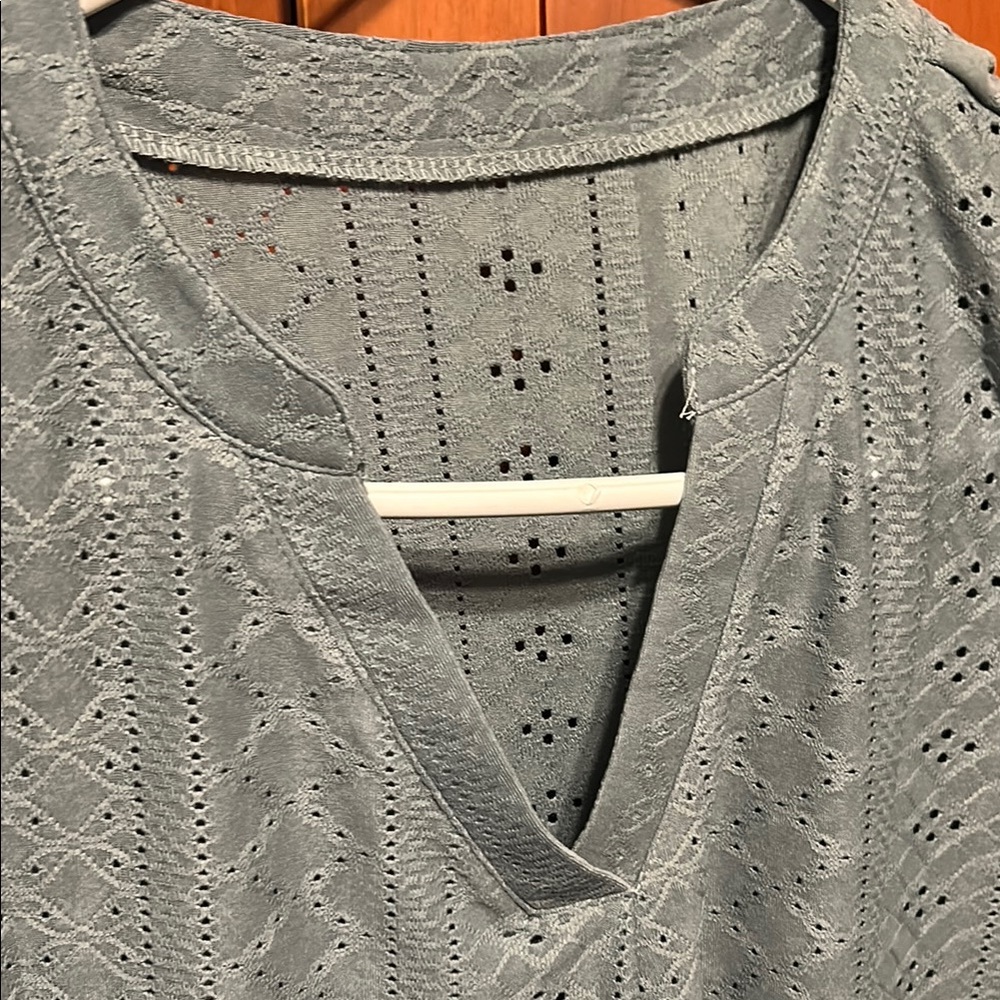 Source Unknown Gray Eyelet Blouse